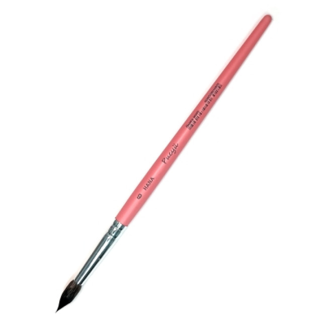 Кисть белка микс круглая №6 розовая ручка HANA Рисуй