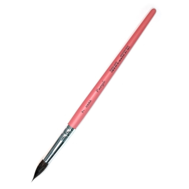 Кисть белка микс круглая №7 розовая ручка HANA Рисуй