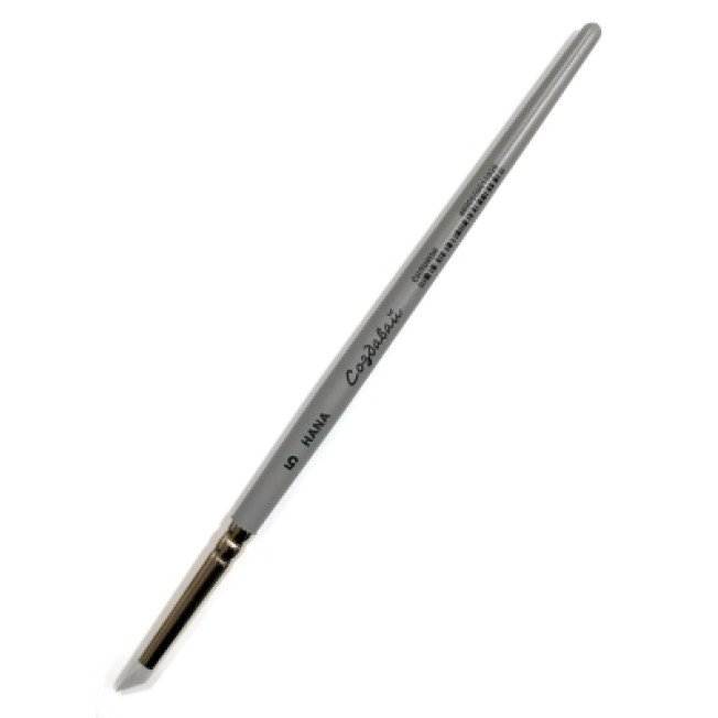 Кисть "HANA" силиконовая белая плоская №3, короткая серая ручка