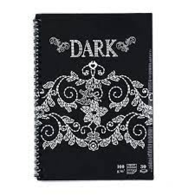 Блокнот для эскизов и зарисовок А4 "DARK" 30 л. 160гр  офсет ЧЕРНЫЙ, на пружине