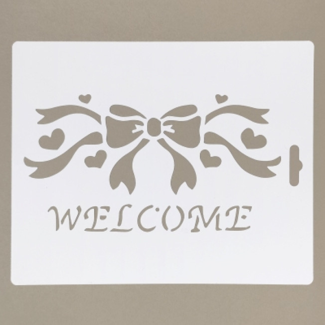 Трафарет пластик 25,5*20,5см, бантик с сердечками DK28023