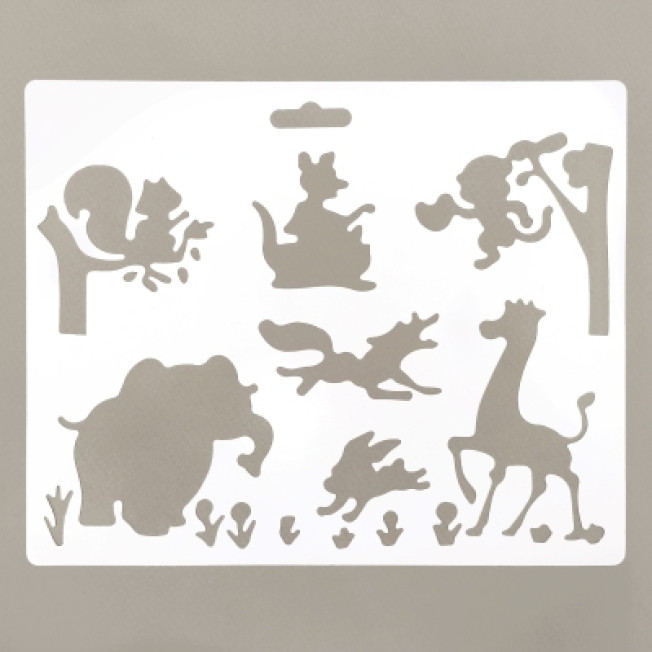 Трафарет пластик 25,5*20,5см, животные: слон, жираф DK28025