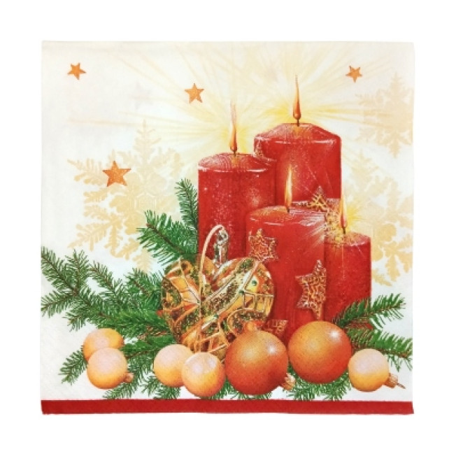 Cалфетки, арт 03201 НГ Красные свечи, фон белый