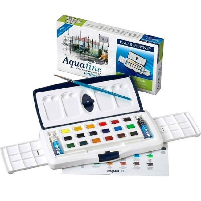 AQUAFINE Н-р акварели в тубе и кюв 1+18цв 131900027*